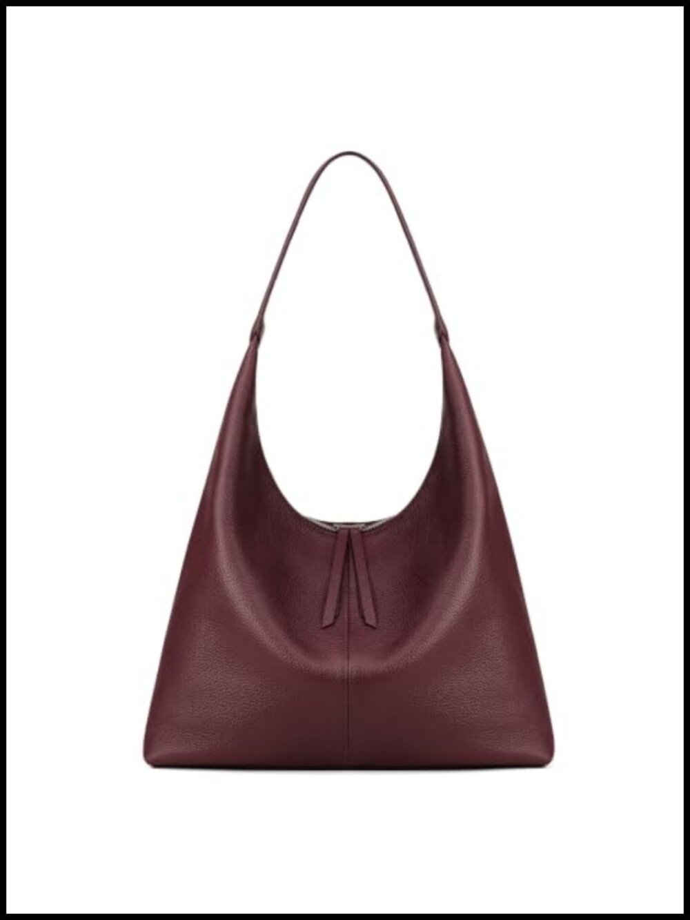 Genuine Leather Slouchy Hobo Shoulder Bag Zipper
